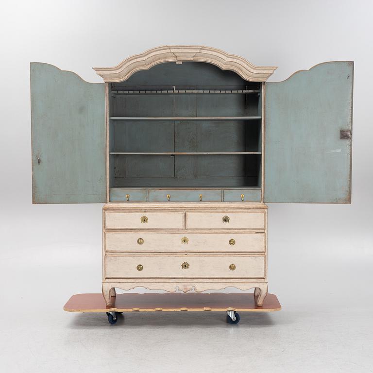 A painted Rococo cabinet, 18th Century.