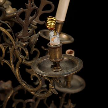 A composite baroque brass chandelier.