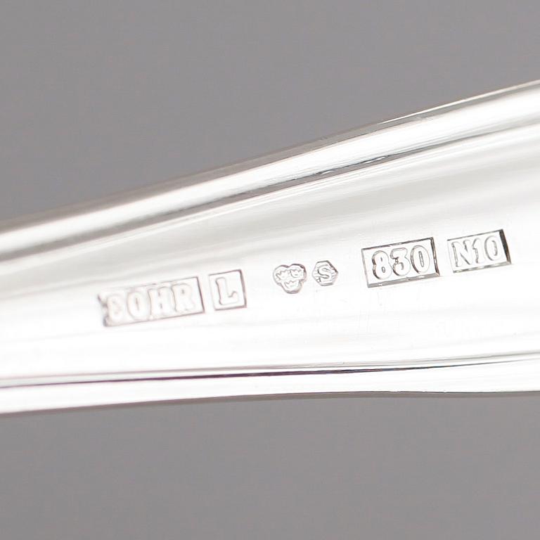 BESTICK, 48 delar, silver, Sachsisk modell, Mema och Cohr, 1980-tal. Vikt med stålblad ca 2308 gram.