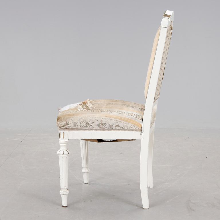 STOLAR, 3 st, nyrokoko, samt STOL, gustaviansk stil, 1800/1900-tal.