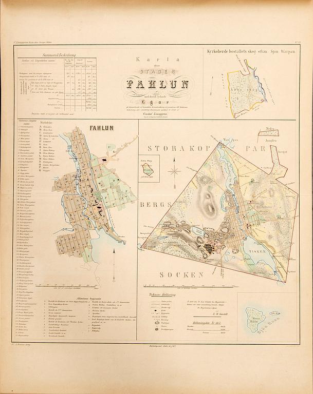GUSTAF LJUNGGREN, Atlas öfver Sveriges städer..."  Högbergska Boktryckeriet, Stockholm 1862.
