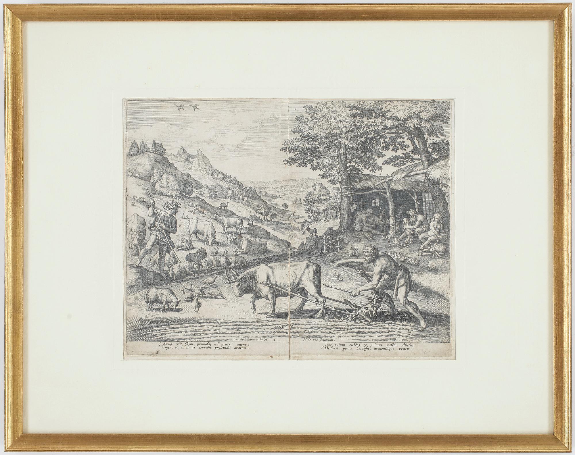 MARTEN DE VOS, efter, 2 st, kopparstick, 1600/1700-tal.