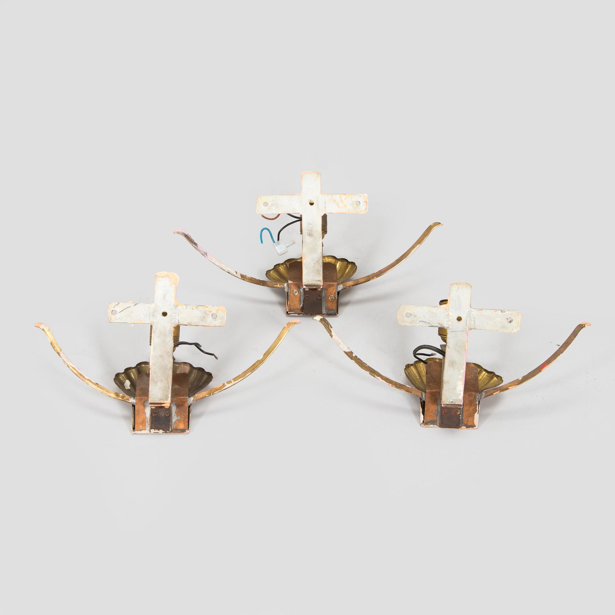 Vägglampor, 3, st,  beställningsarbete Idman 1943.