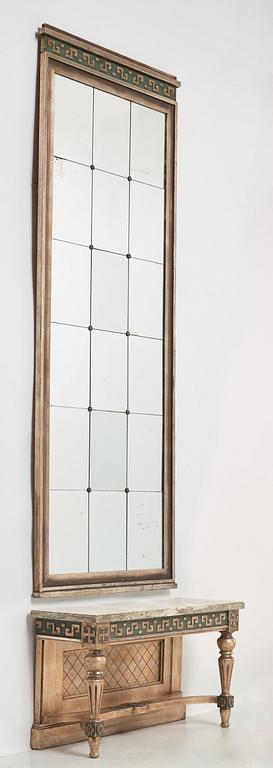 SWEDISH GRACE, a mirror and console table, 1920's.