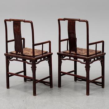 A pair of armchairs, late Qingdynasty.