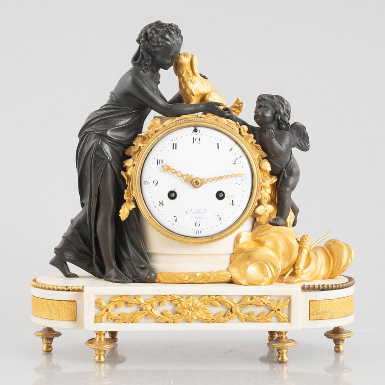 A Louis XVI figural mantel clock, Paris, late 18th century.