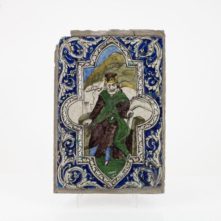 A glazed tile, Persia, Qajar dynasty.