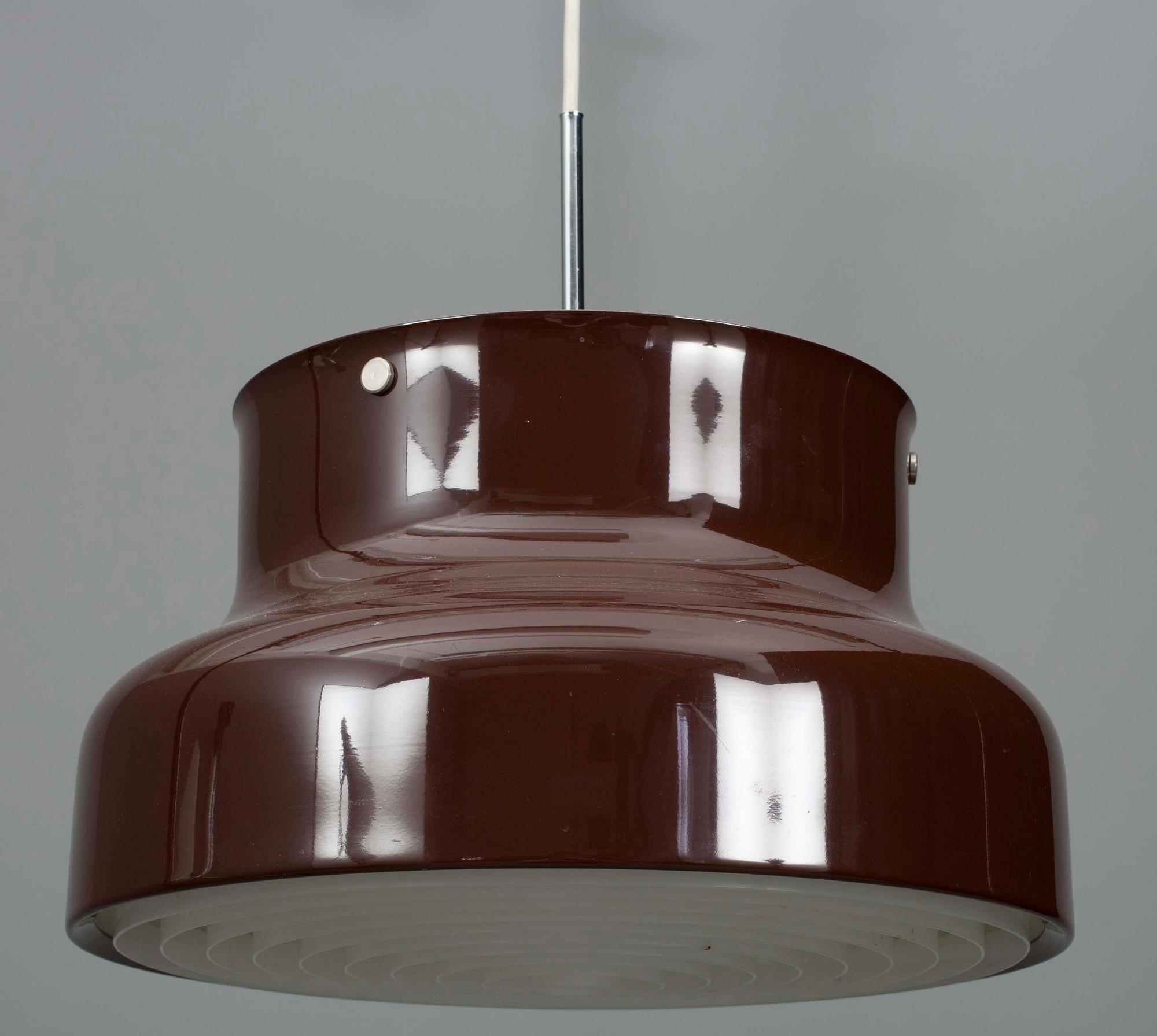 TAKLAMPA, "Bumlingen", Anders Pehrsson för Ateljé Lyktan, Åhus, 1970-tal. H 24. Diam 40.