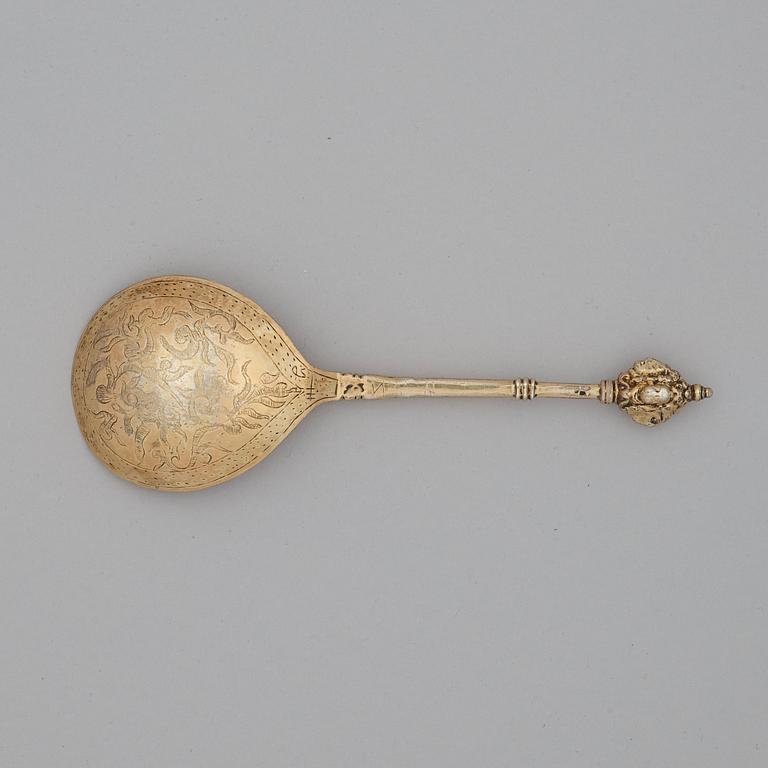 A Swedish 17th century silver-gilt spoon, possibly of  Erik Månsson Schmidt, (Stockholm 1675-1686).