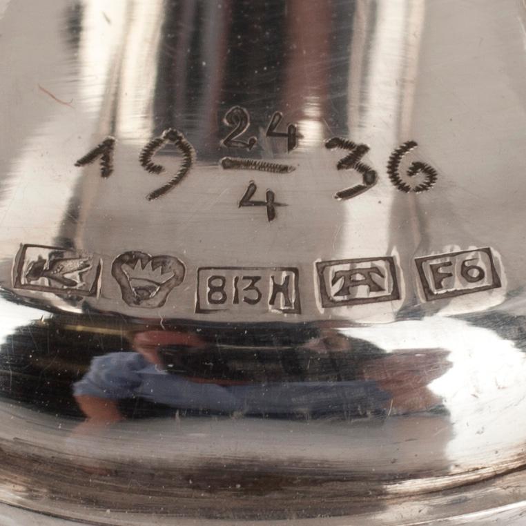 KAFFESERVIS, 3 delar, silver, rokoko stil, Suomen kultasepät, Åbo 1935-1936. Tot. vikt ca 1349 g.