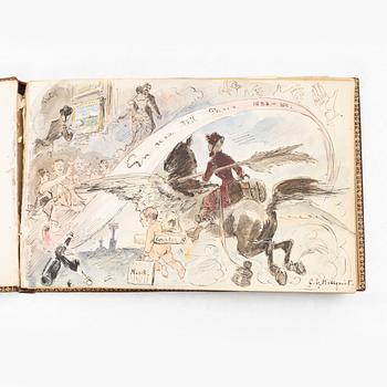 Album with among other things 16 pieces of watercolours and drawings by Swedish artists.