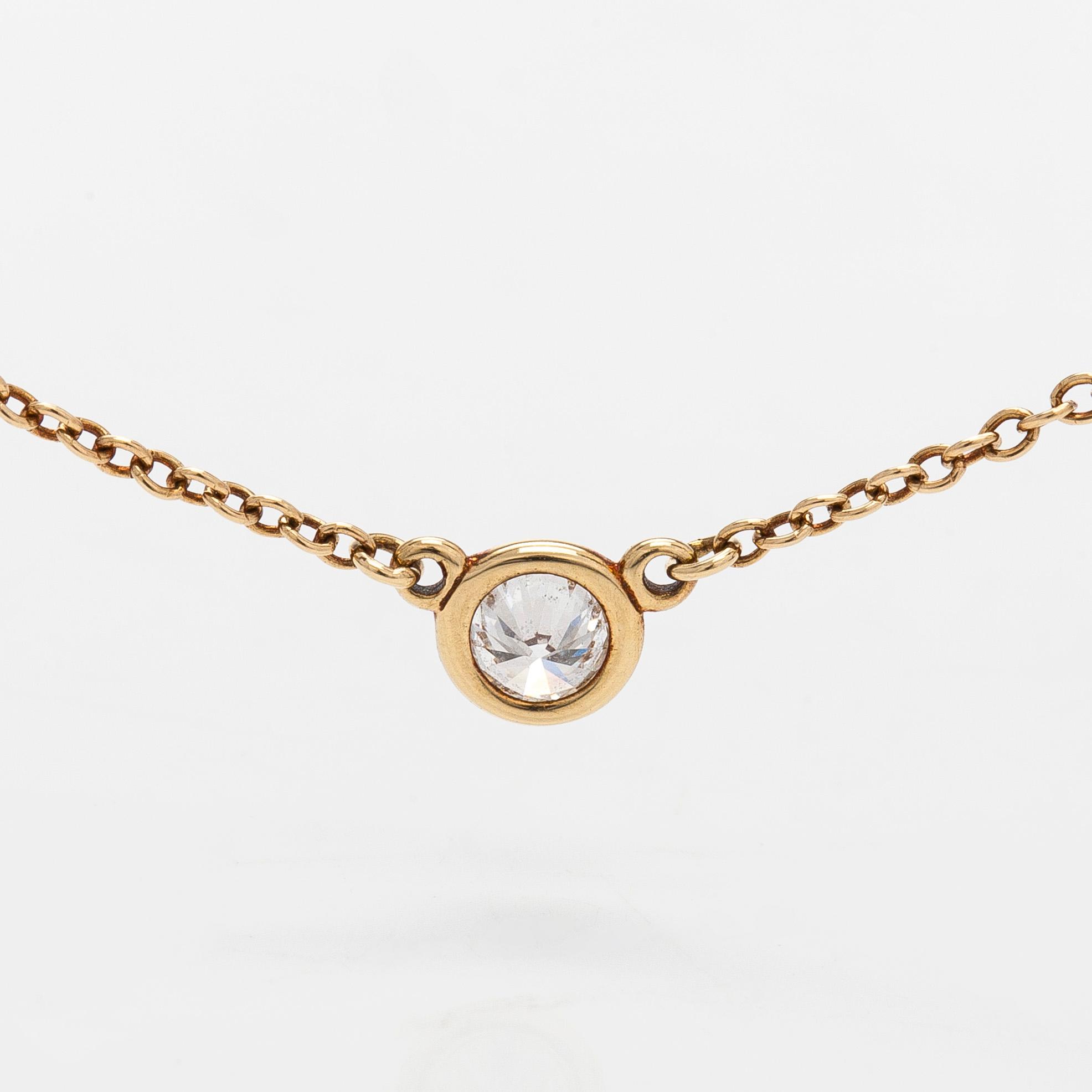 Tiffany & Co, Elsa Peretti, halsband, "Diamonds by the Yard", 18K guld med en briljantslipad diamant.