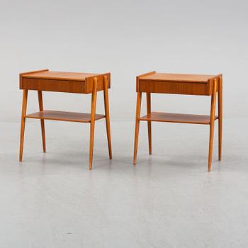 A pair of teak veneered bedside tables, AB Carlström & Co Möbelfabrik, 1960's.