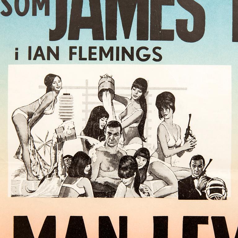 Filmaffischer 3 st Jams Bond "Man lever bara två gånger (You only live twice)" 1967 och senare.