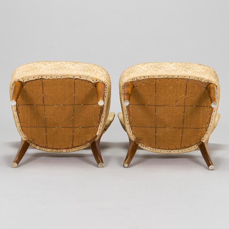 Lisa Johansson-Pape, a pair of 1940s armchairs for Oy Stockmann Ab, Keravan puusepäntehdas.