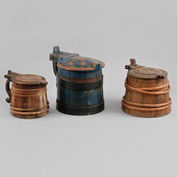 STÅNKOR, 3 st, allmoge, sannolikt 1800-tal.