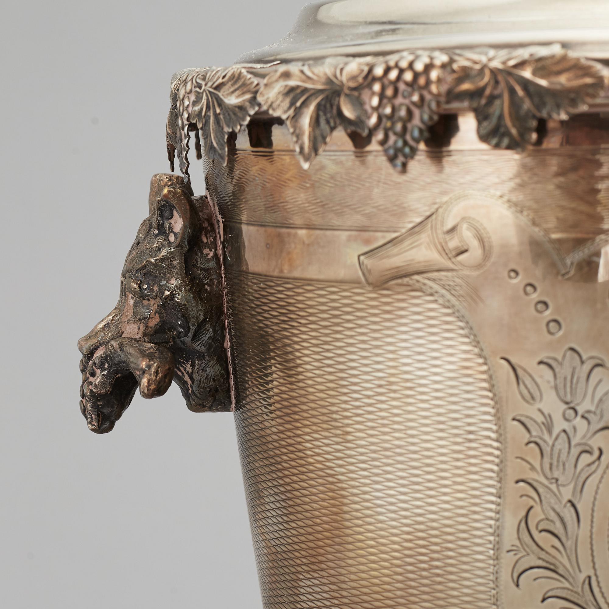 A pair of silver plate wine coolers, 20th Century.