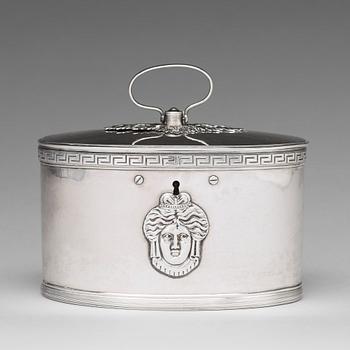 134. A Swedish 19th century silver sugar-casket, mark of Adolf Zethelius, Stockholm 1811.