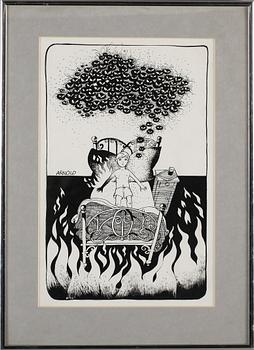 HANS ARNOLD, tusch, signerad.