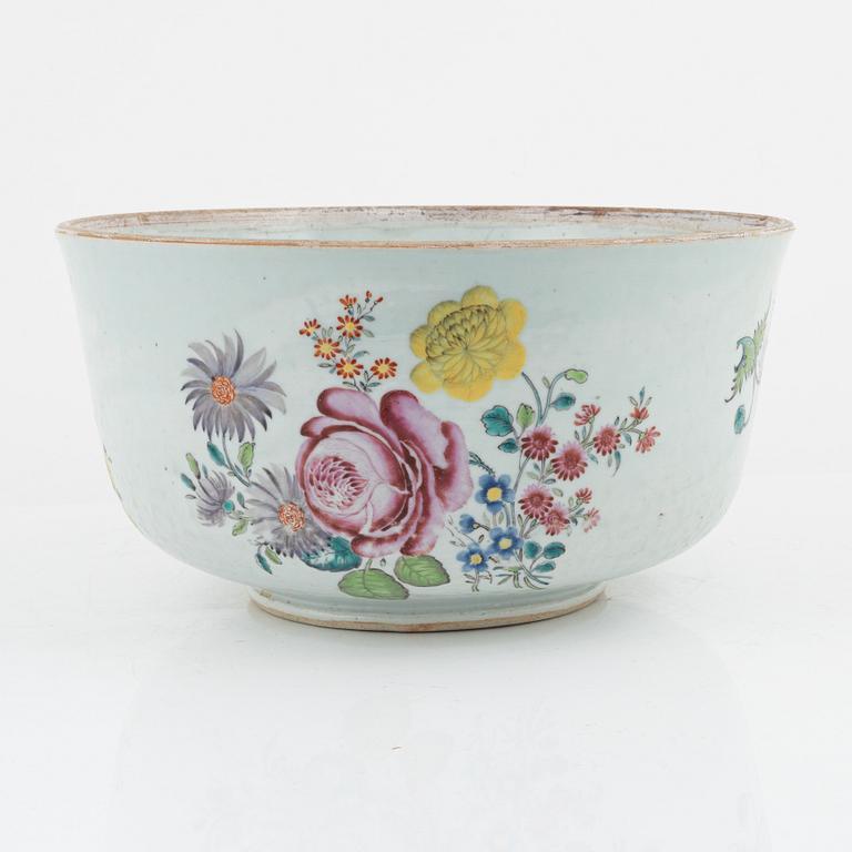A Famille Rose porcelain punch bowl, China, Qianlong (1736-95).