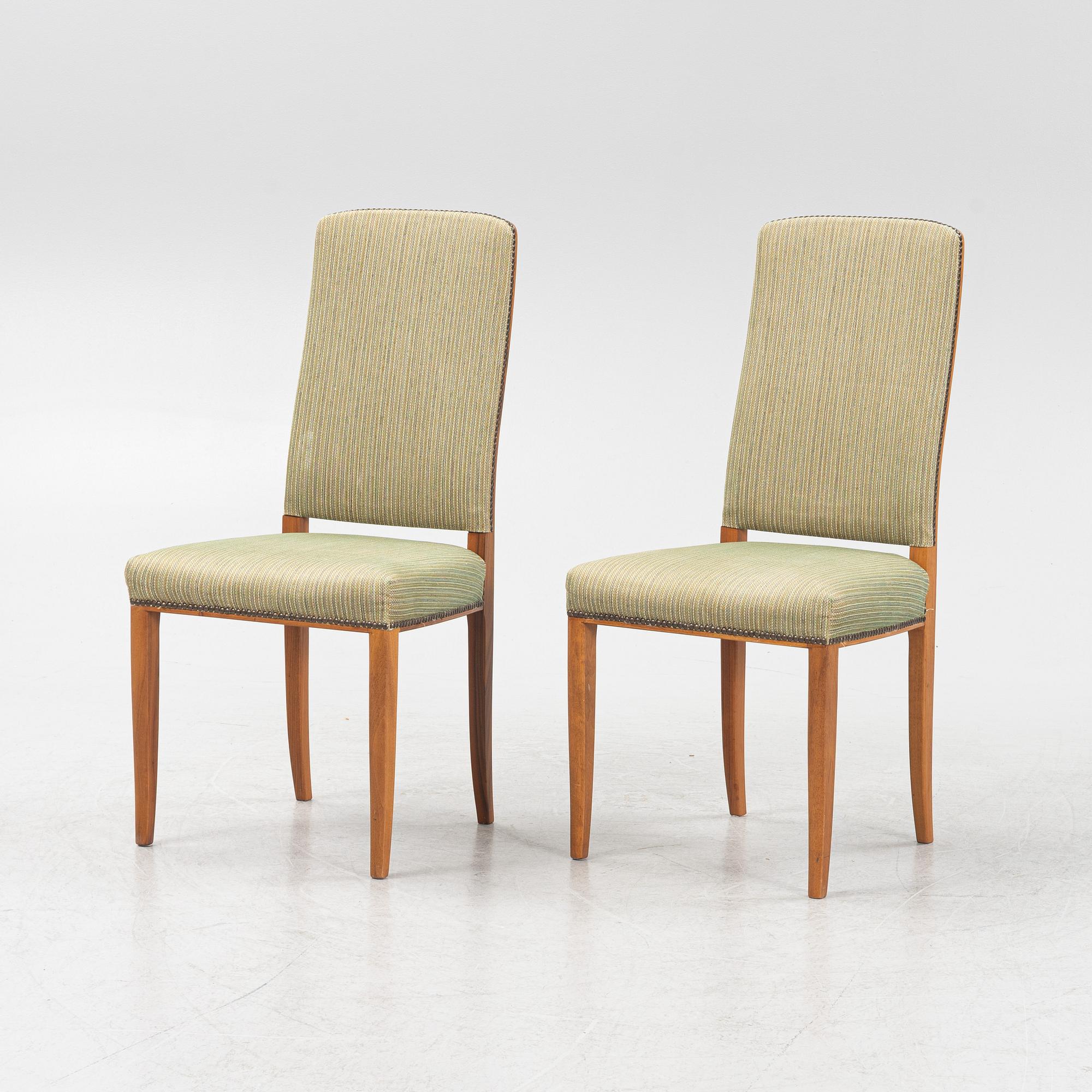 Carl Malmsten, six 'Gustavus' walnut chairs, Åfors, second part of the 20th Century.