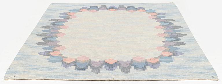 Judith Johansson, a carpet, 'Blomsterkrans', flat weave, approximately 273 x 208 cm, signed JJ E.