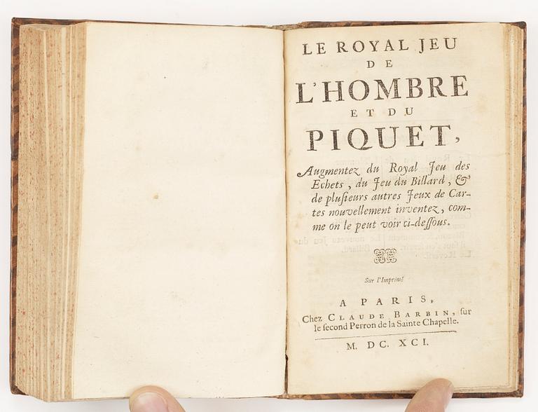 BÖCKER, 2 vol i en, bla "Academie universelle des Jeux contenant les...", Paris 1718.