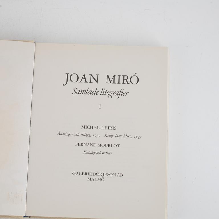 Books, 2 pcs, "Joan Miró Lithographie" Galerie Börjeson, Malmö, I & II.