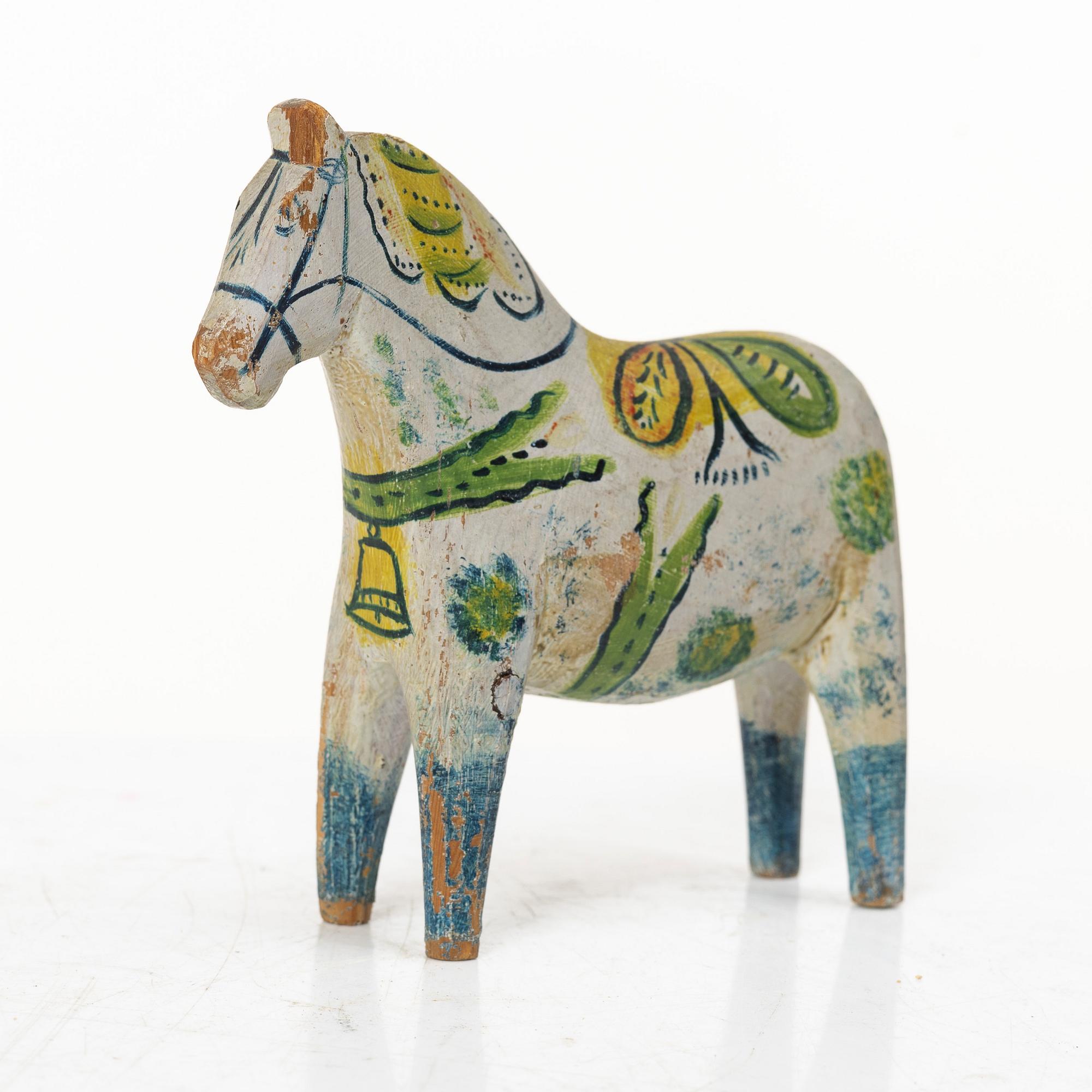 Dala horse, folk art, Nissergården, Vattnäs, dated 1925.