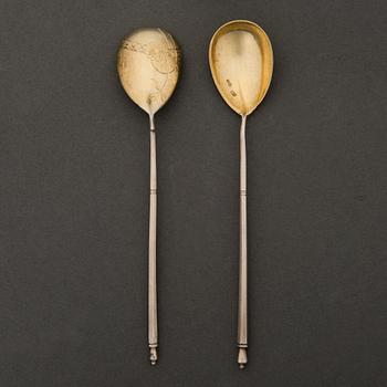 SIX SILVER SPOONS, Moscow ca 1900, Nikolai Pavlov.