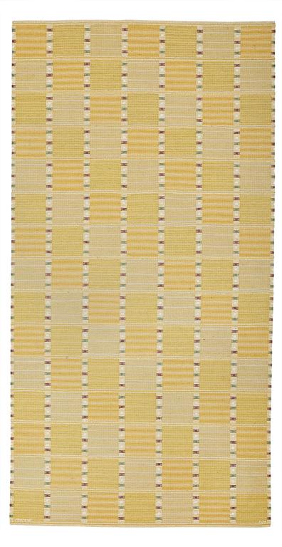 Barbro Nilsson, A CARPET, "Falurutan gul", flat weave, ca 390 x 201 cm, signed AB MMF BN.