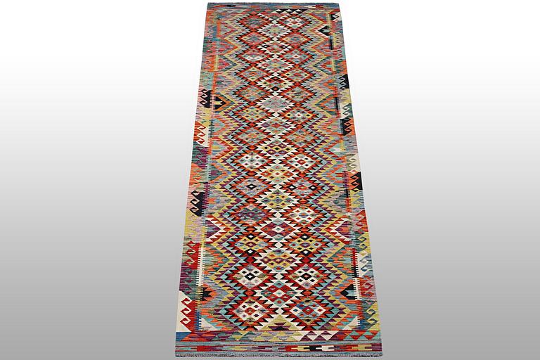 A runner carpet, Kilim, ca 388 x 85 cm.