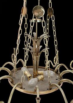 TAKLAMPA, mässing, 1900-talets mitt. H 47(95 inkl kedja).