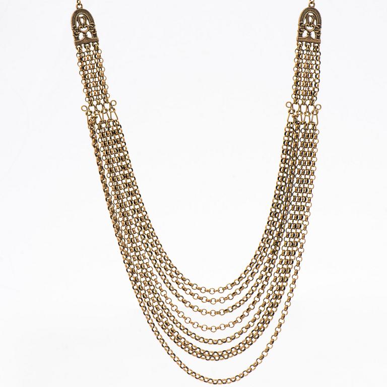 A NECKLACE, A BRACELET and A PAIR OF EARRINGS, bronze. "Hämäläinen juhlakääty" Kalevala Koru.