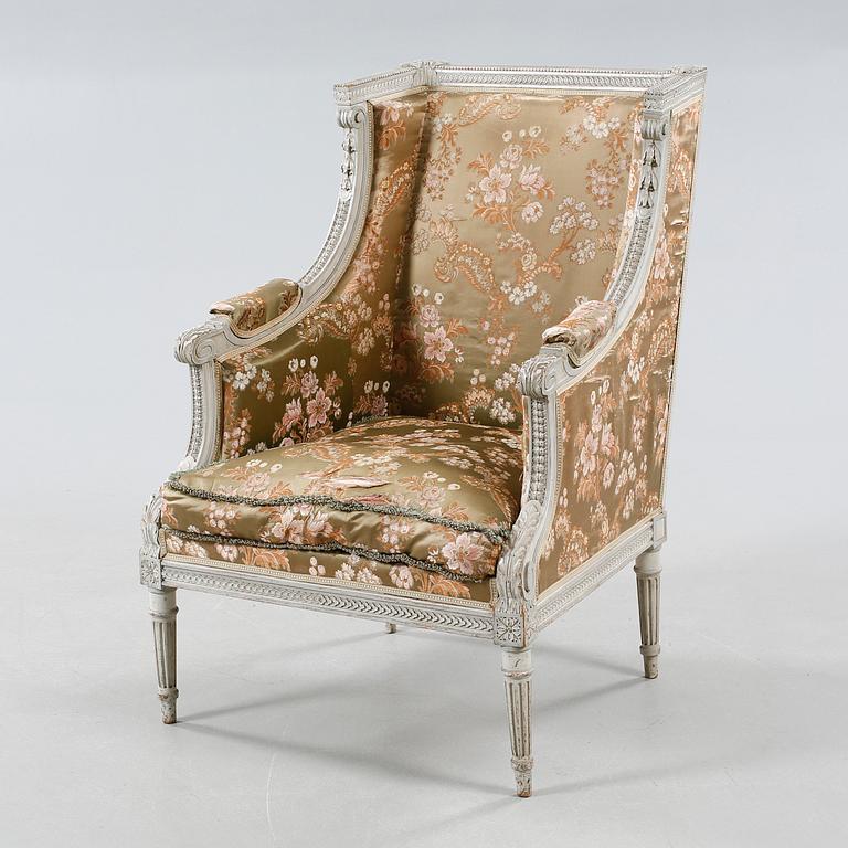 A Louis XVI style bergère, early 20th century.