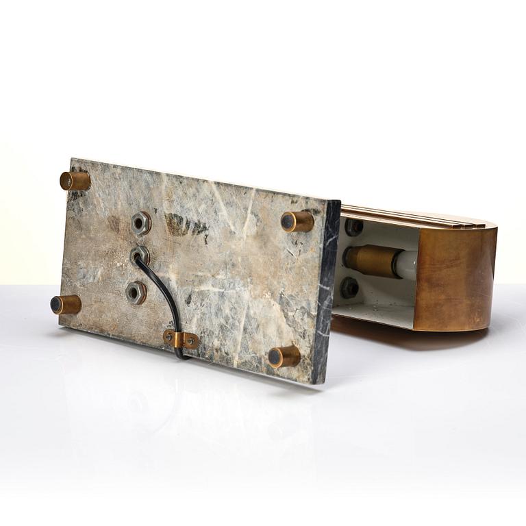An Austrian brass and black marble table lamp, marked Vienna 1928.