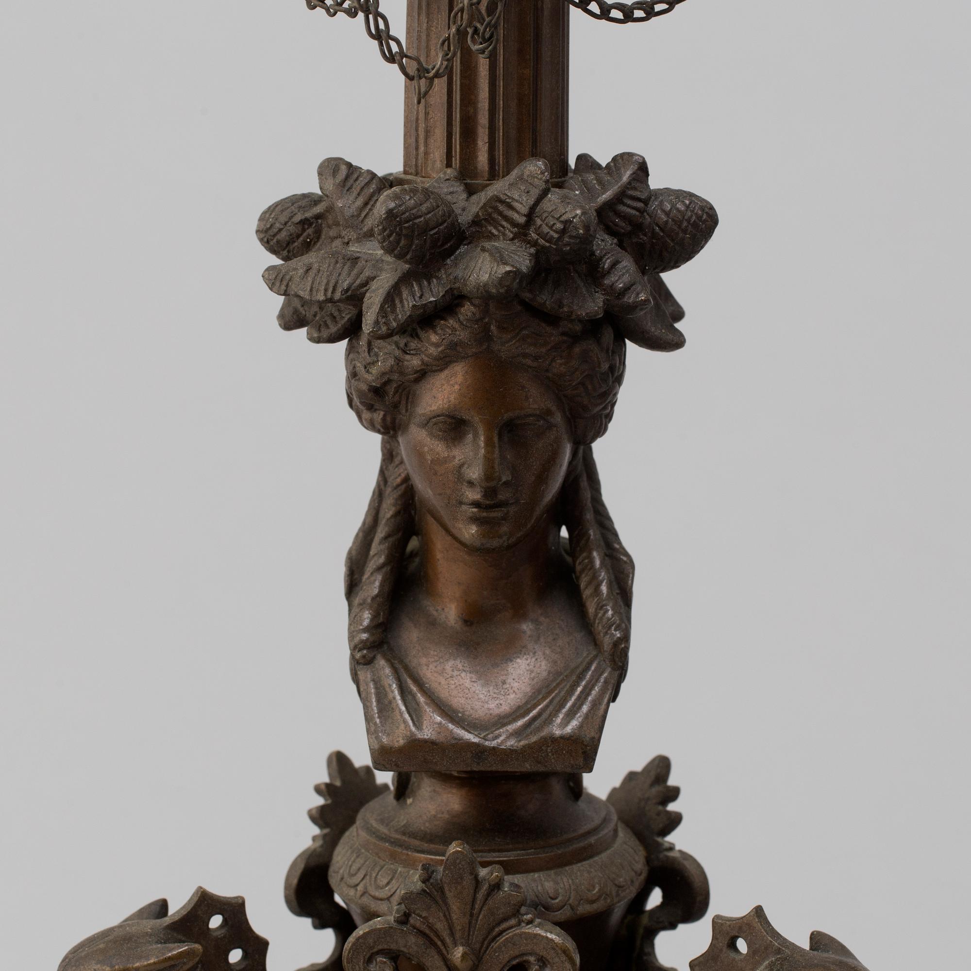 FERDINAND BARBEDIENNE, attributed to, a pair of 19th century bronze candelabra.
