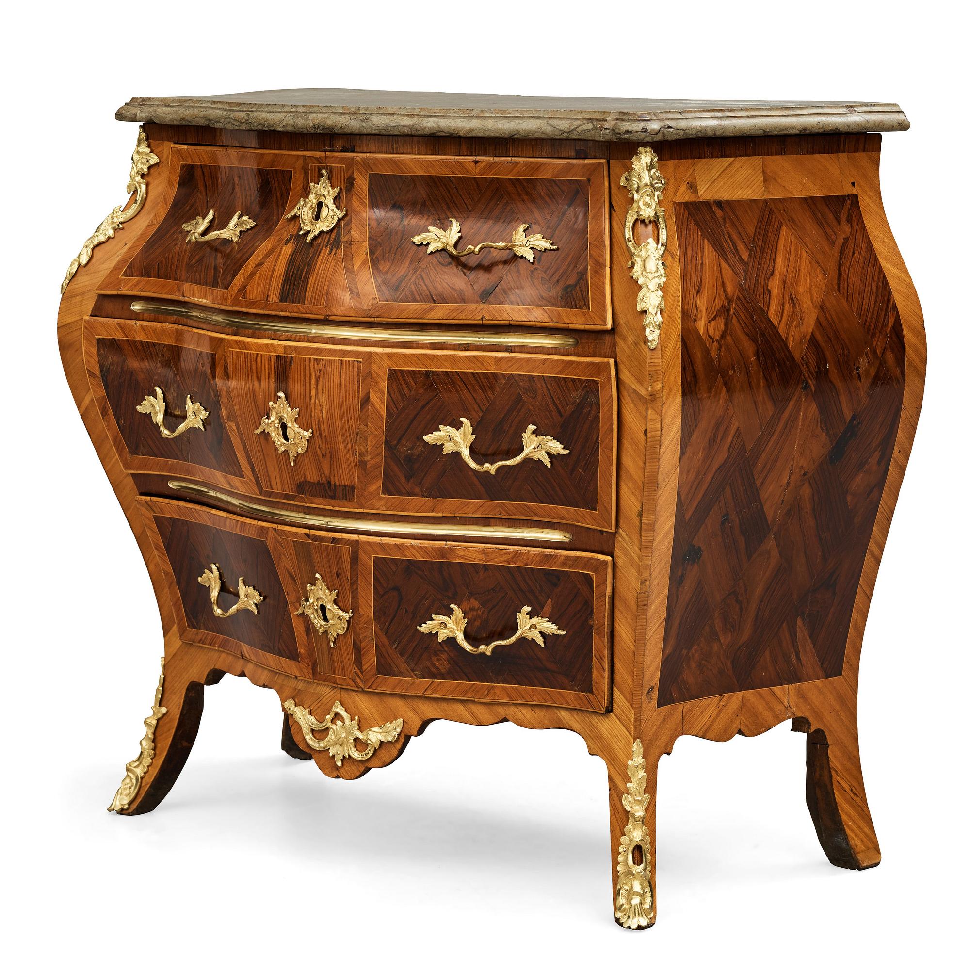 A Swedish Rococo 18th century commode presumably by Gustaf Foltiern (master in Stockholm 1771-1804).