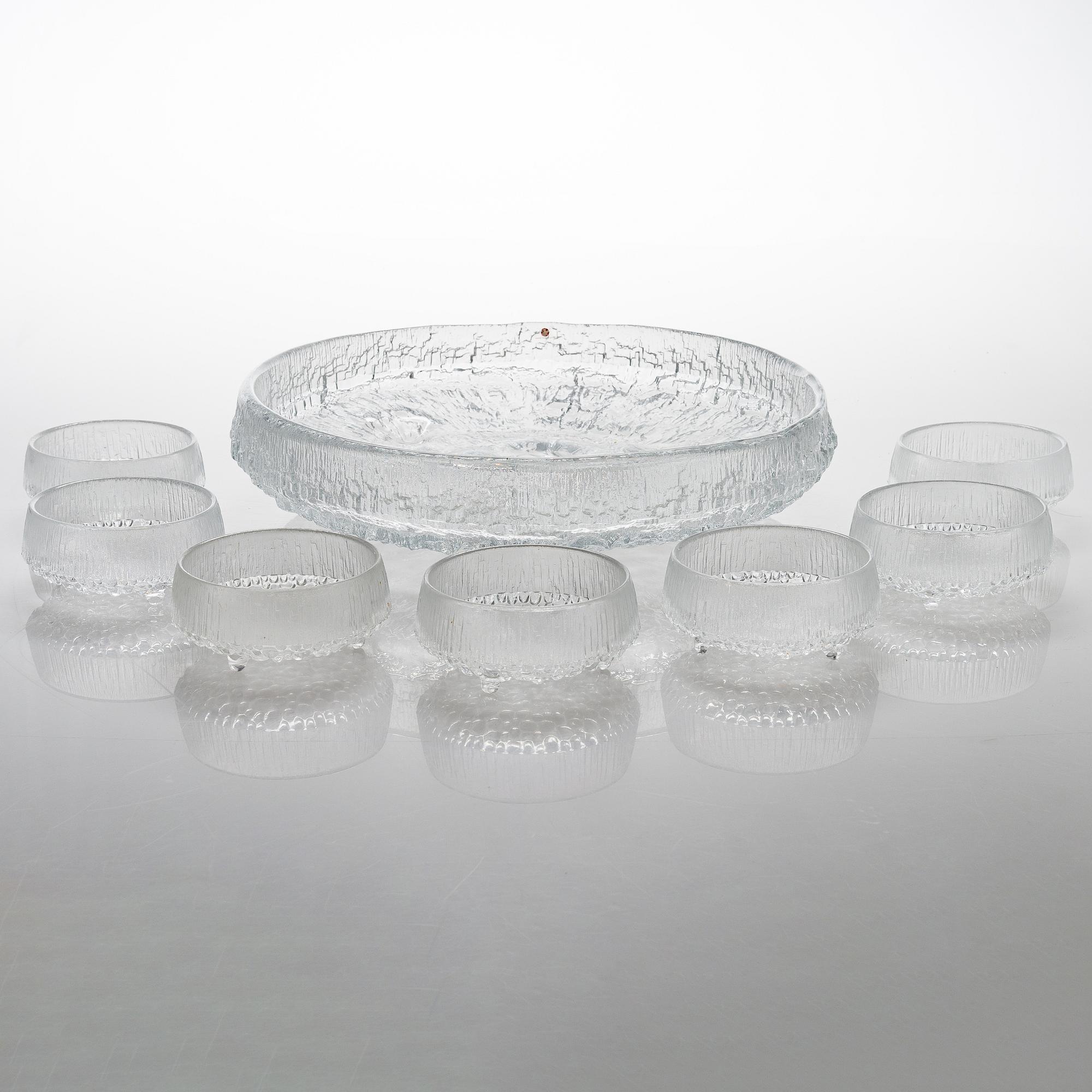TAPIO WIRKKALA, MALJA, "Lunaria" ja JÄLKIRUOKAMALJOJA, 7 kpl, "Ultima Thule", Iittala.