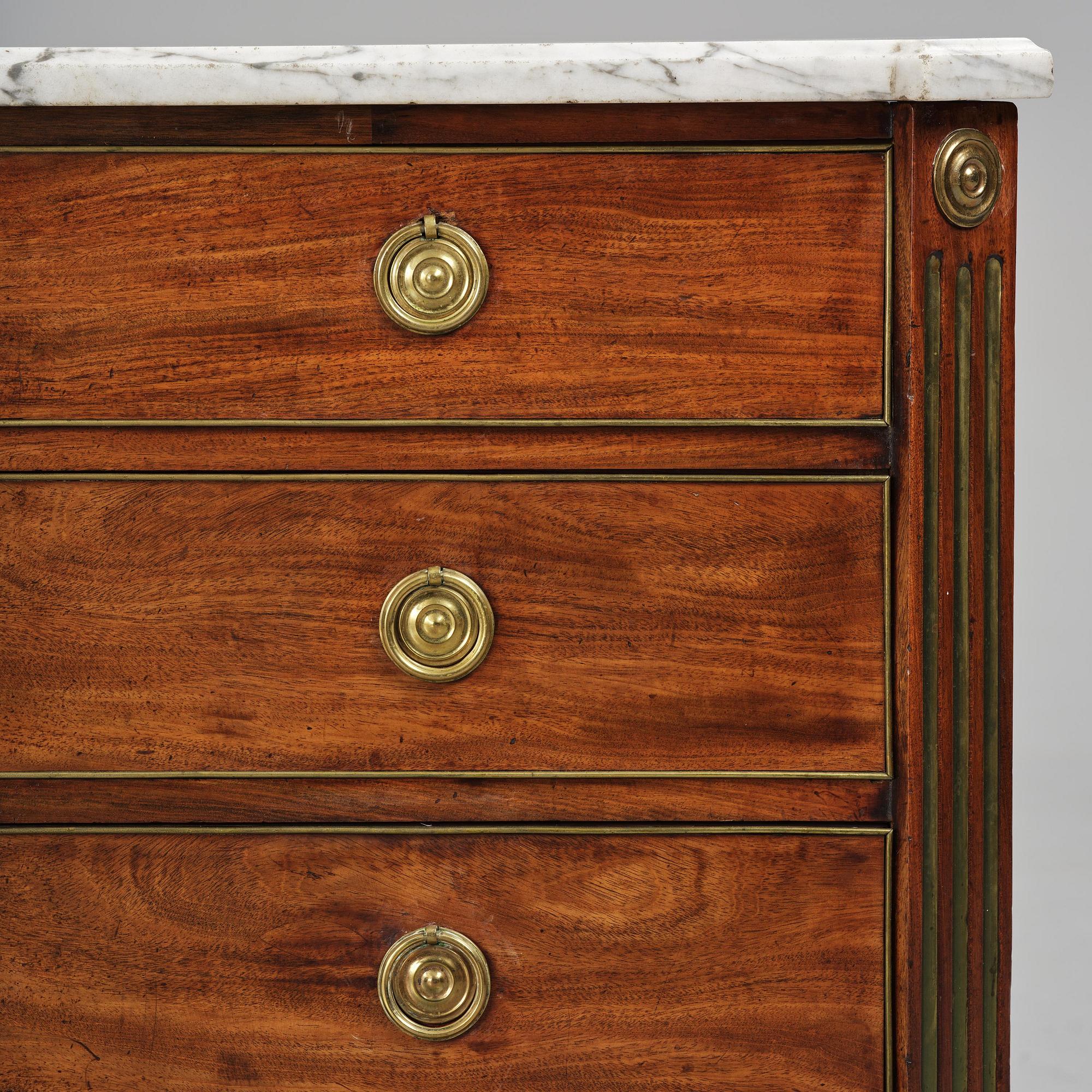 A late Gustavian mahogany commode, Stockholm, late 18th century.