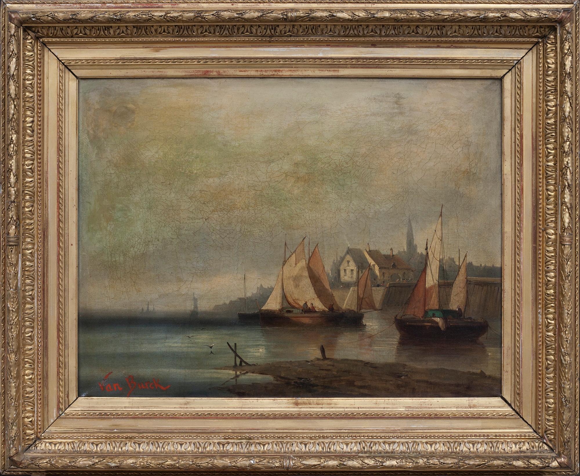 OKÄND KONSTNÄR, olja på duk, 1800-tal, signerad Van Burck.