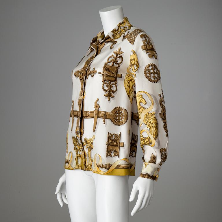 A Hermès silk shirt, French size 40.