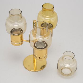 Hans-Agne Jakobsson, a modell L67 brass and glass three-light candelabra from Markaryd.
