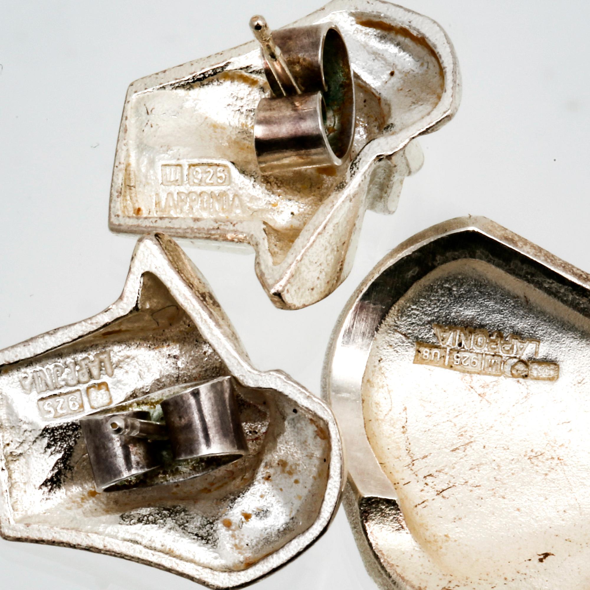 Lapponia 2 par örhängen och 1 ring, sterling silver.