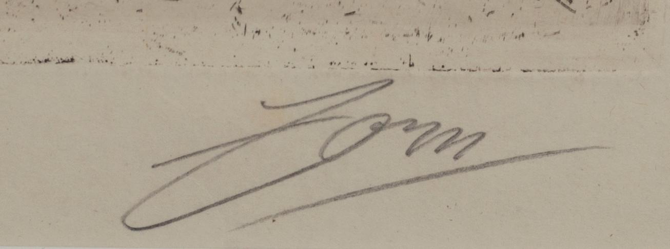 Anders Zorn, a signed etching from 1890.
