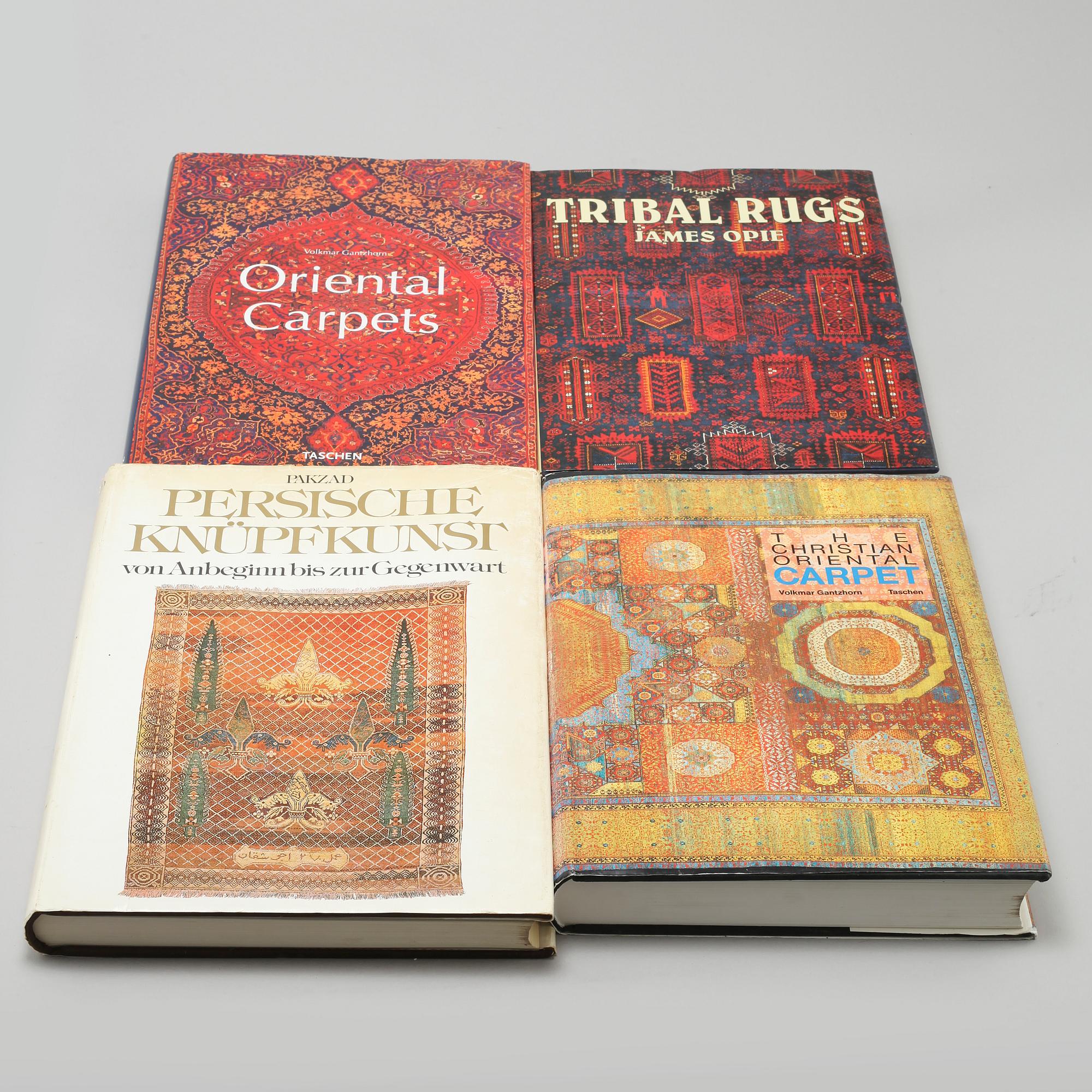 Nine books on rugs and textile, 20th century.