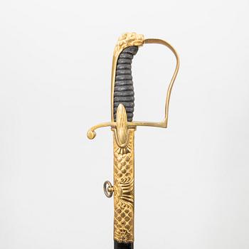 A Swedish Hussar officer's sabre, early 19th century, with scabbard.