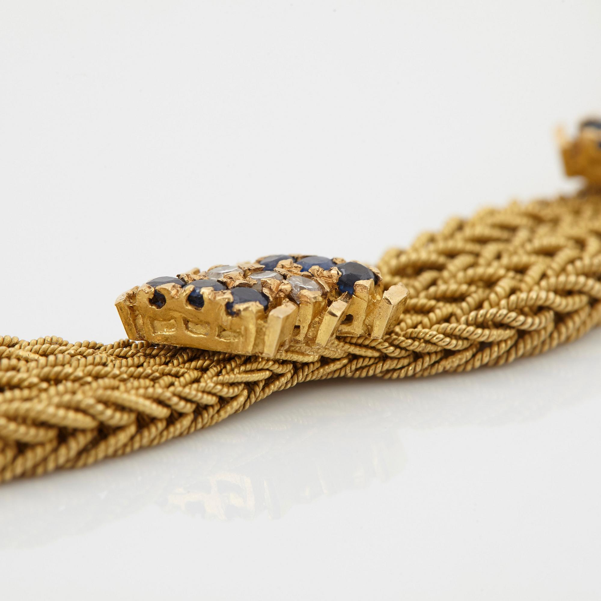 Collier 18K guld med åttkantslipade diamanter samt safirer.