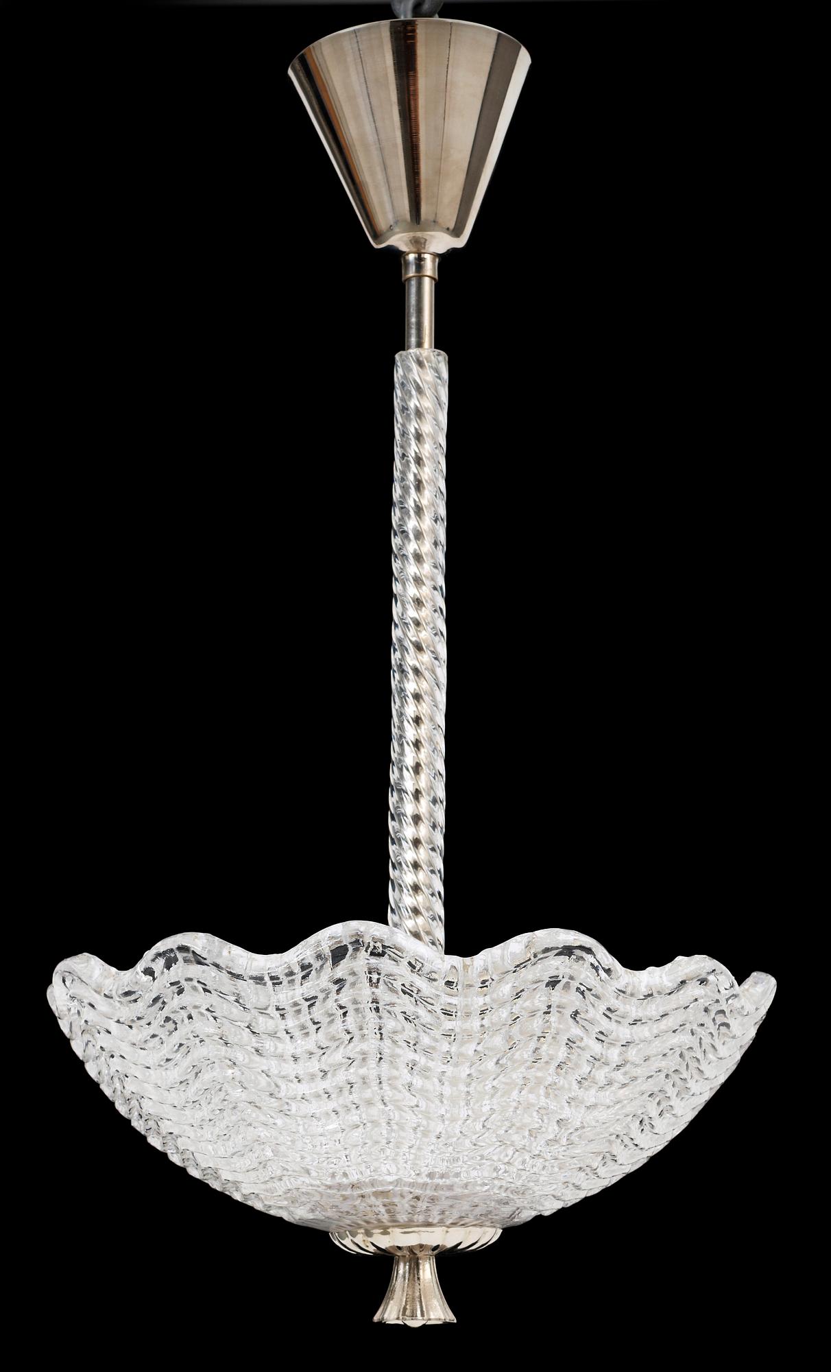 TAKLAMPA, glas, omkring 1900-talets mitt. H 55.
