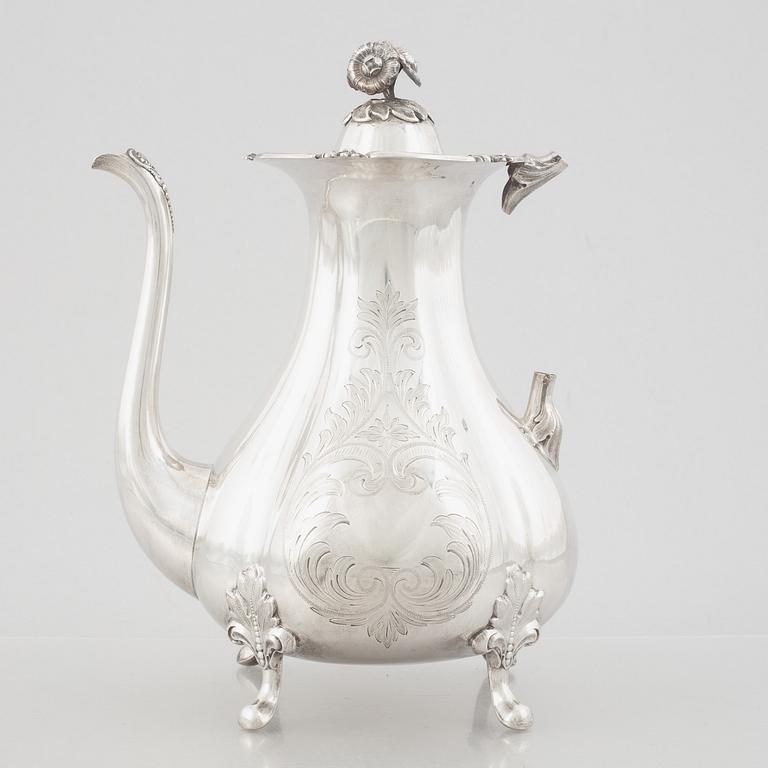 Kaffekanna, silver, GAB, Stockholm, 1886.